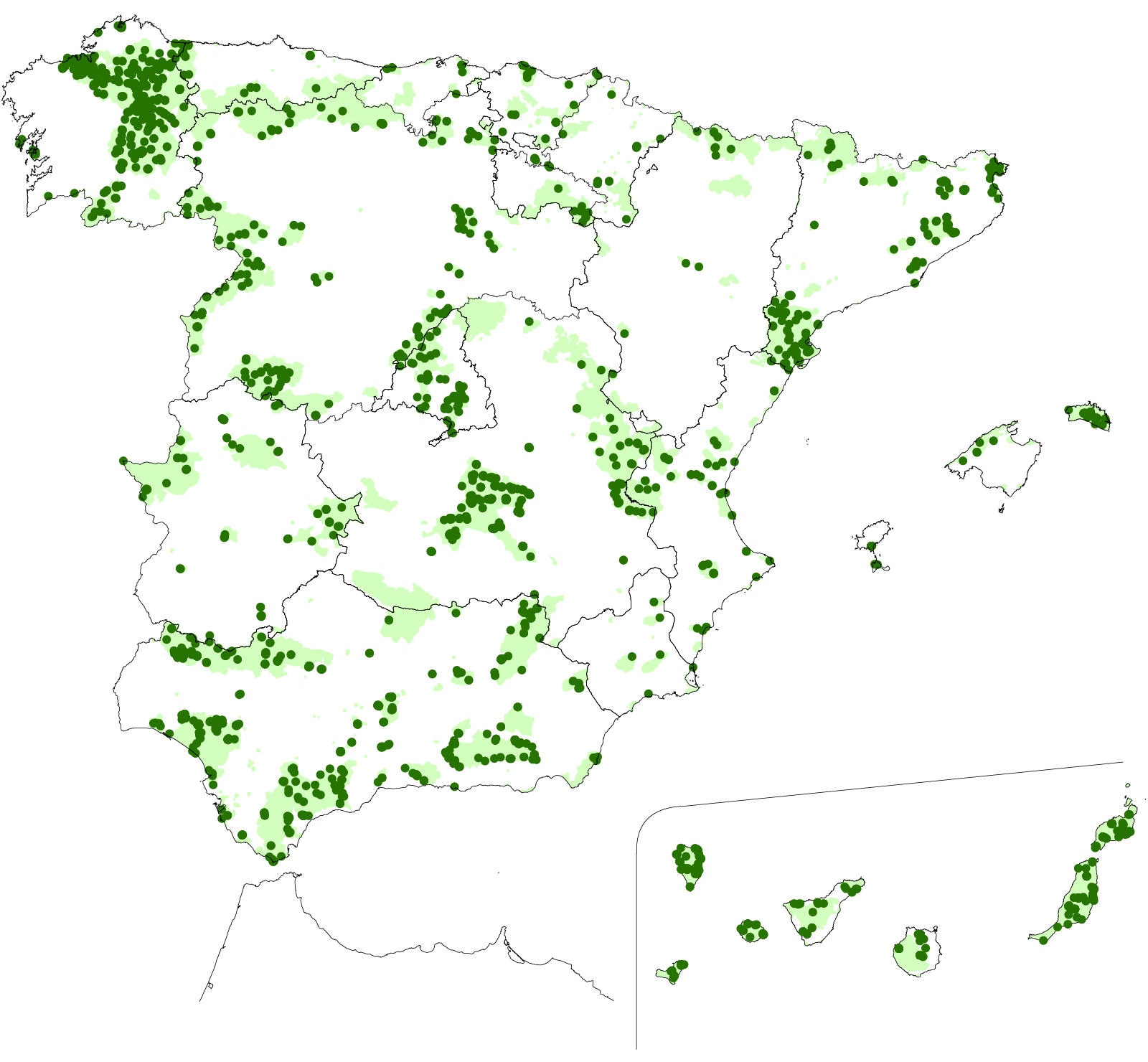 Recogida en zonas de vulnerabilidad ambiental en España: Espacios protegidos